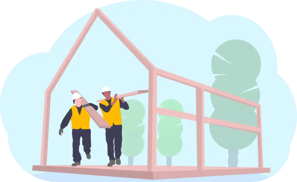 Illustration of 2 guys working on a construction site