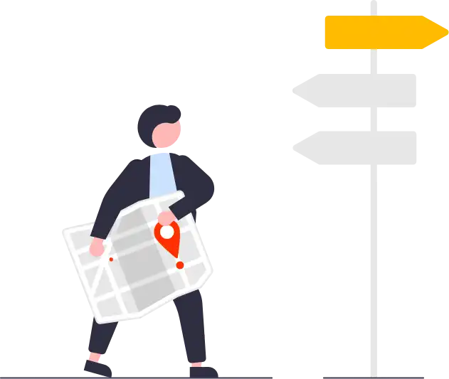 Illustration of a person looking for directions