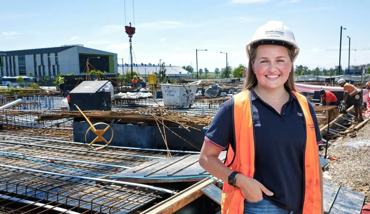 Photo of Lilly Beckhurst on a construction site
